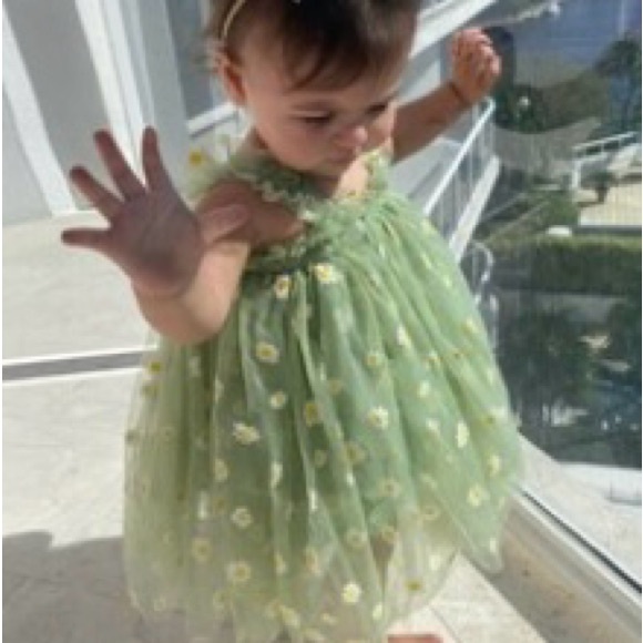 Green Daisy Tulle Dress - Picture 2 of 2